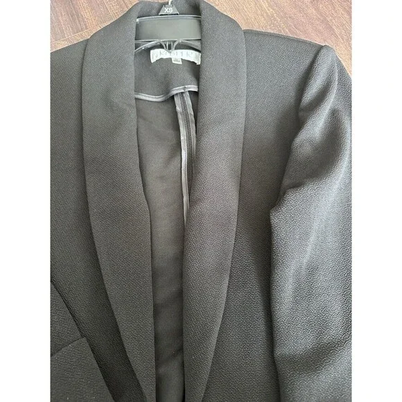 Kasper Women's Crosshatch Shawl-Collar Open-Front Jacket Work Blazer Black PS - Picture 5 of 7